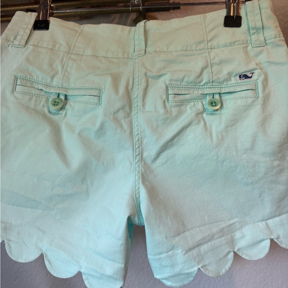 Scalloped Hem Mint Green Women Shorts, vineyard vines, size double zero